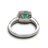 1.48CT DIAMOND & AAA EMERALD 18KT 2 TONE GOLD 3D CUSHION & ROUND ENGAGEMENT RING