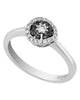 ESTATE .22CT WHITE & BLACK DIAMOND 18KT WHITE GOLD 3D FLOWER FUN RING