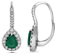 1.77CT DIAMOND & AAA SAPPHIRE 18KT WHITE GOLD PEAR SHAPE & ROUND HALO EARRINGS