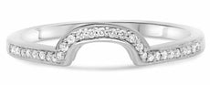 ESTATE .09CT DIAMOND 14K WHITE GOLD ROUND SEMI CIRCULAR WEDDING ANNIVERSARY RING