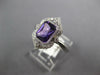 LARGE 1.58CT DIAMOND & AAA AMETHYST 14KT WHITE GOLD 3D EMERALD CUT FILIGREE RING
