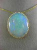 ESTATE EXTRA LARGE 14.04CT DIAMOND & AAA OPAL 14KT YELLOW GOLD OVAL HALO PENDANT