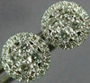 ESTATE .53CT DIAMOND 18KT WHITE GOLD 3D 7MM CLUSTER ROUND HALO STUD EARRINGS
