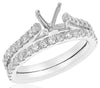 1.12CT DIAMOND 14K WHITE GOLD 3D ROUND SEMI ETERNITY ENGAGEMENT WEDDING RING SET