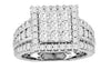 LARGE 2.0CT DIAMOND 14KT WHITE GOLD 3D SQUARE CLUSTER SEMI ETERNITY PROMISE RING