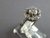 ESTATE 1.34CT DIAMOND 14KT WHITE GOLD 3D ROUND HALO SOLITAIRE ENGAGEMENT RING