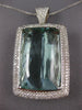 ESTATE MASSIVE 65CT DIAMOND & AAA AQUAMARINE 14KT WHITE GOLD EMERALD CUT PENDANT