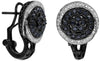 LARGE .86CT WHITE & BLACK DIAMOND 14KT WHITE & BLACK GOLD 3D FLOWER FUN EARRINGS