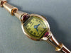 ANTIQUE ART DECO HELBROS .20CT AAA RUBY 14KT ROSE GOLD 3D HEXAGON WATCH #20708