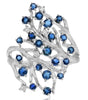 WIDE 1.32CT DIAMOND & AAA SAPPHIRE 14K WHITE GOLD 3D CRISS CROSS MULTI LEAF RING