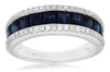 2.50CT DIAMOND & AAA SAPPHIRE 14K WHITE GOLD PRINCESS & ROUND 3 ROW CHANNEL RING