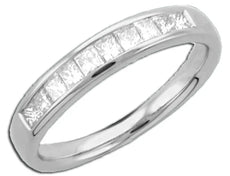 0.5CT DIAMOND 14KT WHITE GOLD PRINCESS CHANNEL SEMI ETERNITY ANNIVERSARY RING