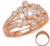 WIDE .68CT DIAMOND 14KT ROSE GOLD 3D ROUND & BAGUETTE OPEN FILIGREE CROWN RING