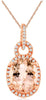 LARGE 2.62CT DIAMOND & AAA MORGANITE 14KT ROSE GOLD HALO FLOWER FLOATING PENDANT