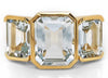 5.25CT AAA AQUAMARINE 18KT YELLOW GOLD 3D EMERALD CUT 3 STONE ANNIVERSARY RING