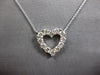 ESTATE 1.24CT DIAMOND 14KT WHITE GOLD 3D ROUND CLASSIC OPEN HEART LOVE NECKLACE