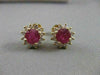 ANTIQUE 2.15CTW DIAMOND RUBY 14KT YLW GOLD ROUND CLUSTER PUSHBACK EARRINGS #1765