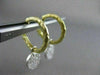 ESTATE PAVE DIAMOND 14K WHITE YELLOW 2 TONE GOLD REMOVABLE HOOP EARRINGS #20819