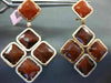 LARGE .80CT DIAMOND & TIGER EYE & QUARTZ 14KT ROSE GOLD SQUARE HANGING EARRINNGS