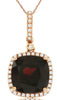 4.76CT DIAMOND & AAA GARNET 14KT ROSE GOLD CUSHION & ROUND HALO FLOATING PENDANT