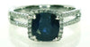 LARGE 3.32CT DIAMOND & AAA SAPPHIRE 18KT WHITE GOLD 3D CUSHION ENGAGEMENT RING