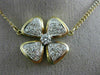 ESTATE LARGE 1.10CT DIAMOND 18K TWO TONE GOLD 3D FLOWER SHAMROCK NECKLACE 10727