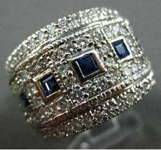 ESTATE LARGE 2.94CT DIAMOND & AAA SAPPHIRE 14KT WHITE GOLD RING SIMPLY STUNNING
