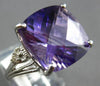 EXTRA LARGE 10.2CT DIAMOND & AAA AMETHYST 14KT WHITE GOLD CUSHION & ROUND RING