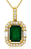 1.87CT DIAMOND & AAA EMERALD 14KT YELLOW GOLD ROUND & BAGUETTE OCTAGON PENDANT