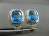 ESTATE LARGE 14.4CT EXTRA FACET BLUE TOPAZ & DIAMONDS 14KT W GOLD EARRINGS 21801