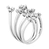 ESTATE LARGE .50CT DIAMOND 18KT WHITE GOLD 3D MULTI FLOWER CRISS CROSS LOVE RING