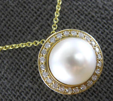 .16CT DIAMOND & AAA SOUTH SEA PEARL 14KT YELLOW GOLD SOLITAIRE HALO FUN PENDANT