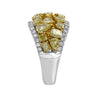3.14CT WHITE & FANCY YELLOW DIAMOND 18K 2 TONE GOLD MULTI SHAPE ANNIVERSARY RING