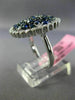 ESTATE LARGE 2.20CT DIAMOND & SAPPHIRE 14KT WHITE GOLD CLUSTER ROUND FLOWER RING