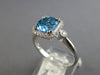 2CT DIAMOND & AAA BLUE TOPAZ 14K WHITE GOLD HALO CUSHION & ROUND ENGAGEMENT RING