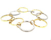 ESTATE EXTRA LARGE 1.6CT DIAMOND 18K 2 TONE GOLD OPEN CIRCULAR LINK FUN BRACELET