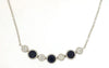ESTATE .46CT DIAMOND & AAA SAPPHIRE 14KT WHITE GOLD 3D 7 STONE FILIGREE NECKLACE
