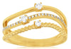.21CT DIAMOND 14K YELLOW GOLD ROUND 3 STONE 3 ROW PAST PRESENT FUTURE SWIRL RING