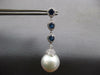 ESTATE LARGE 3.06CT DIAMOND & AAA SAPPHIRE & SOUTH SEA PEARL 18KT WHITE GOLD EARRINGS