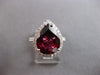 LARGE 6.01CT DIAMOND & AAA RHODOLITE 18KT WHITE GOLD PEAR SHAPE ENGAGEMENT RING