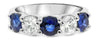 LARGE 2.42CT DIAMOND & AAA SAPPHIRE 14KT WHITE GOLD 3D 5 STONE ANNIVERSARY RING