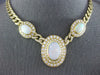 ESTATE EXTRA LARGE 73.9CT DIAMOND & AAA OPAL 18KT YELLOW GOLD OVAL HALO NECKLACE