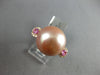 EXTRA LARGE .58CT DIAMOND & PINK SAPPHIRE & SOUTH SEA PEARL 18KT ROSE GOLD RING