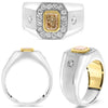 LARGE 1.79CT WHITE & FANCY YELLOW DIAMOND 18K 2 TONE GOLD ROUND ETOLIE MENS RING