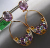 36.48CT DIAMOND & AAA MULTI GEM 18KT ROSE GOLD OVAL CLIP ON FUN HANGING EARRINGS