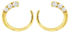 .25CT DIAMOND 14KT YELLOW GOLD GRADUATING JOURNEY 3 STONE HOOP HANGING EARRINGS