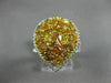 EXTRA LARGE 4.2CT WHITE & INTENSE YELLOW DIAMOND 18K 2 TONE GOLD PEAR SHAPE RING