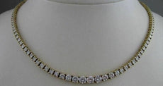 ESTATE 11.0CTW DIAMOND 18KT YELLOW GOLD GRADUATED TENNIS NECKLACE F/G VVS #20994