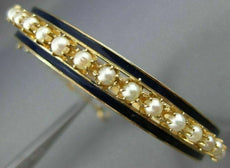 ANTIQUE VICTORIAN AAA PEARL & BLUE ENAMEL 14K YELLOW GOLD BANGLE BRACELET 20957