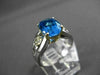 ESTATE LARGE 2.18CT DIAMOND & AAA BLUE TOPAZ 14K TWO TONE GOLD DOUBLE HEART RING